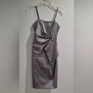 Betsy & Adam Strapless Silver Dress